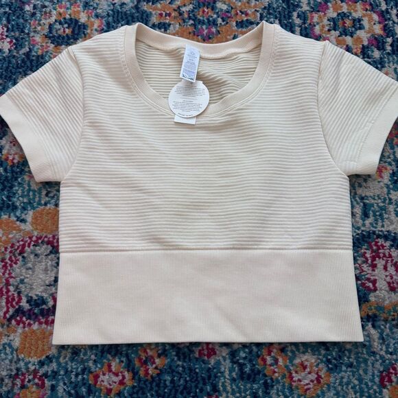 NWT Aerie Short Sleeve Ribbed Crop Top Size XS - Picture 1 of 7